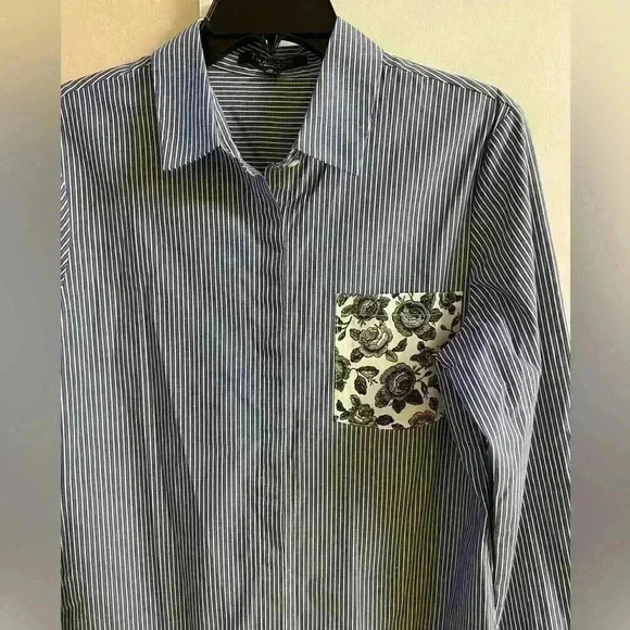 Thakoon for design nation striped button front shirt‎ women Medium NWOT - Picture 3 of 8